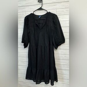 Black Crochet Detail Dress